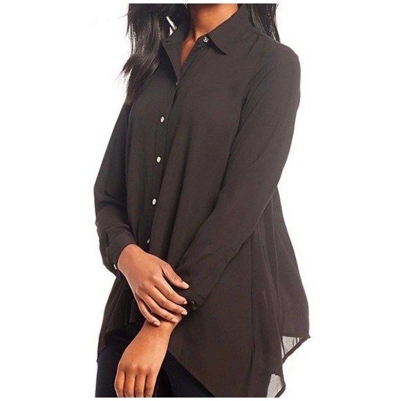 Michael Kors Tops - Solid Black Chiffon Button Up Top